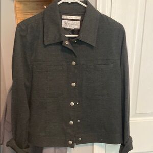 Jones Wear Gray Jean Jacket Tailored Cropped Design